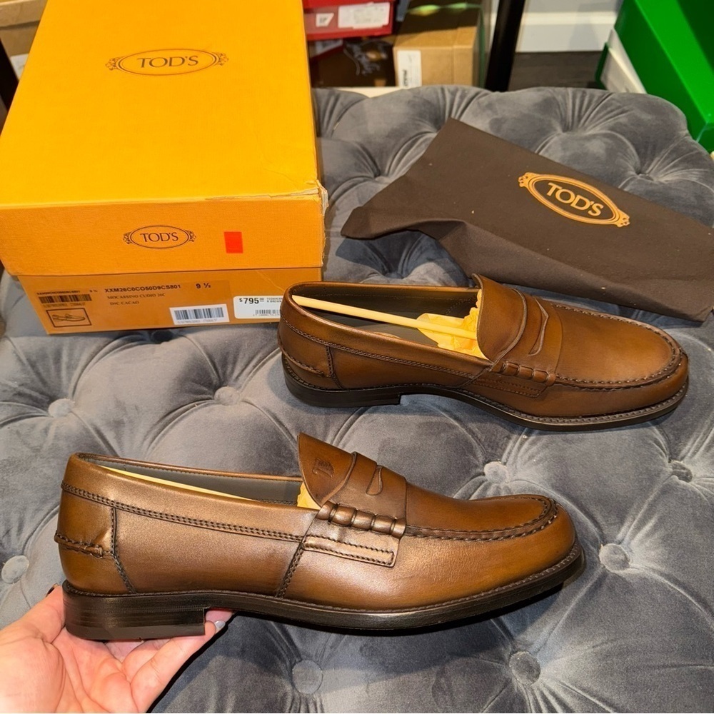 New Size 10.5 (UK 9.5) Tod’s Mocassino Loafers Brown Leather